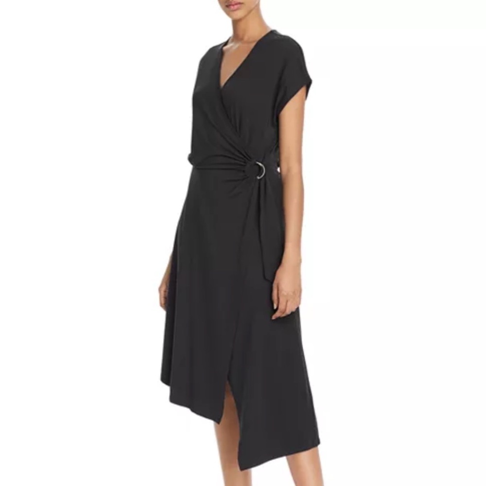 Joie Cotton Jersey Black Wrap Dress Size M